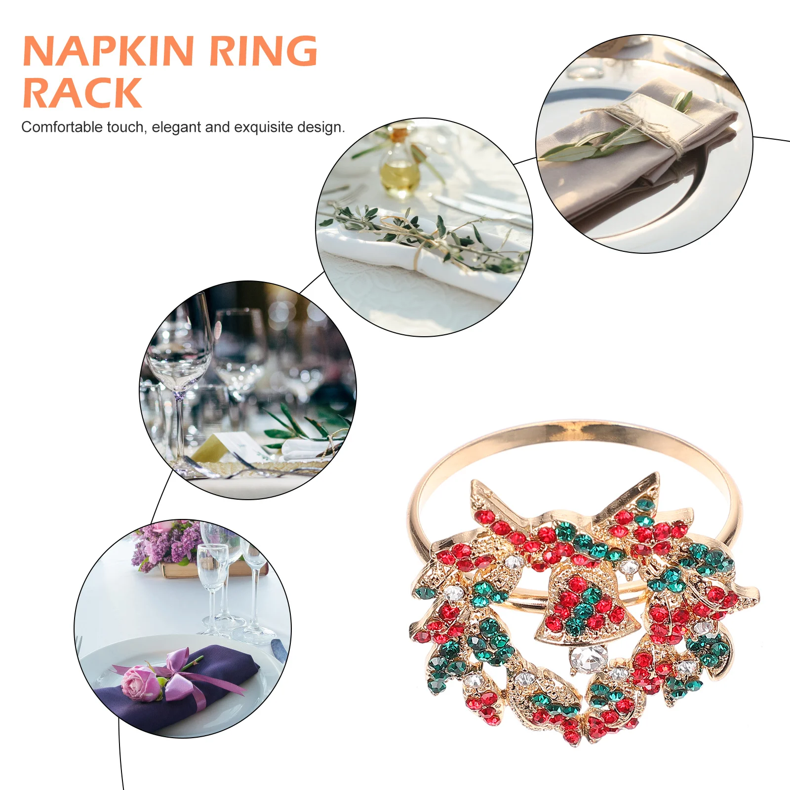 

6Pcs Christmas Napkin Buckles Chic Xmas Napkin Rings Table Supplies Holiday Party Dining Decor Xmas Dining Table Decors