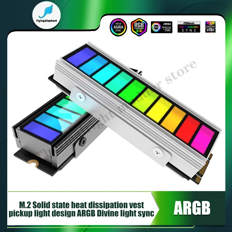 Refroidisseur SSD M.2 ARGB 5V, lentille Extron, dissipateur thermique à semi-conducteurs 2280, conception légère, support AHatchASYNC