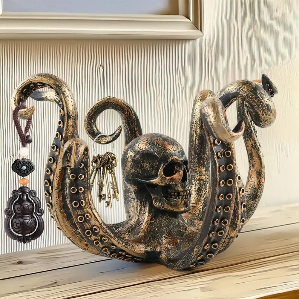 Bronze Octopus Mug Holder Resin Sea Animal Figurine Kitchen Countertop Coffee Cup Organizer Hanger Stand Rack Home Decoration