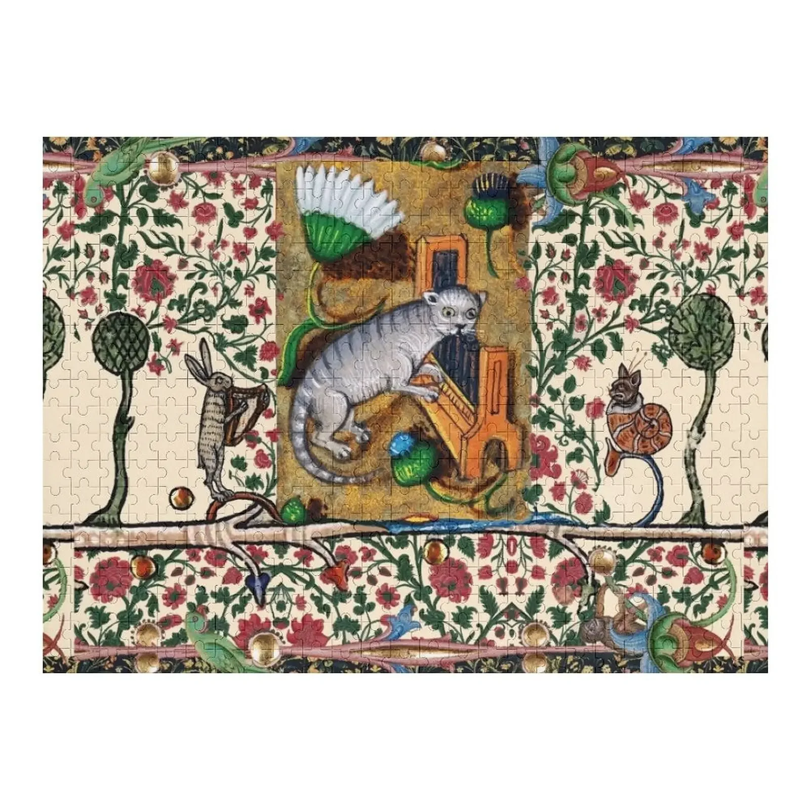 WEIRD MEDIEVALE SUZIARIO MAKING MUSIC, Gatto che gioca con l'organo, Arpista Coniglio, Gatto lumache Puzzle Animale Puzzle IQ Puzzle