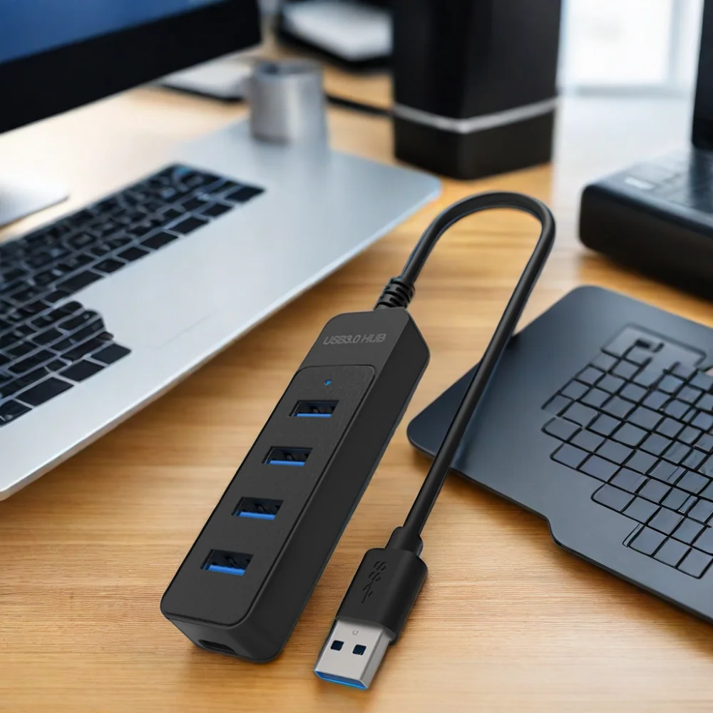 DTECH Transfer Data 4-in-1 USB Docking Station Extender Adapter USB 3.0 Hub 4-poorts met LED