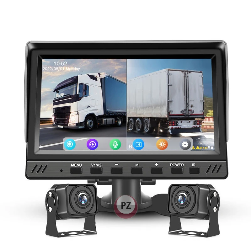 New Arrival 7 Inch 2-Channel Car Reverse Backup Camera For Truck RV Bus Car Vessel Boat Ferry ADAS Waterproof Function