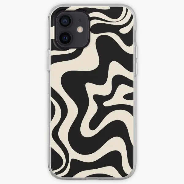 Retro Liquid Swirl Abstract Pattern In B  Phone Case Customizable for iPhone 6 6S 7 8 Plus 11 12 13 14 Pro Max Mini X XS XR Max