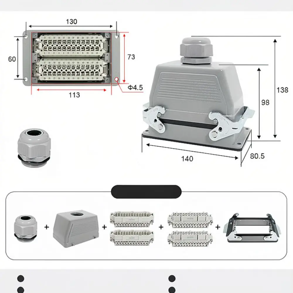 For For Kono Industrial Heavy Duty Connector Rectangular Electrical Power Plug Socket Set Automation Control System Hardware