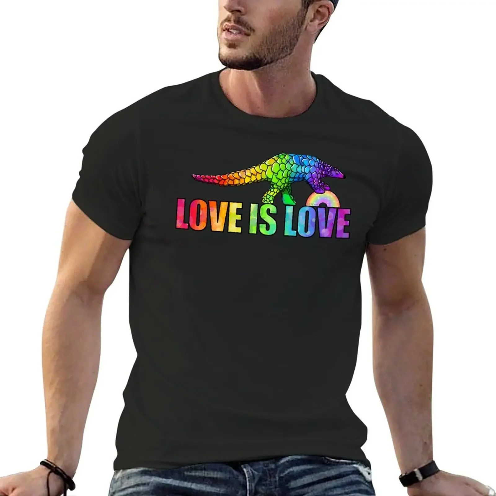 Love is love says the pangolin T-Shirt graphic t shirts sublime men clothes