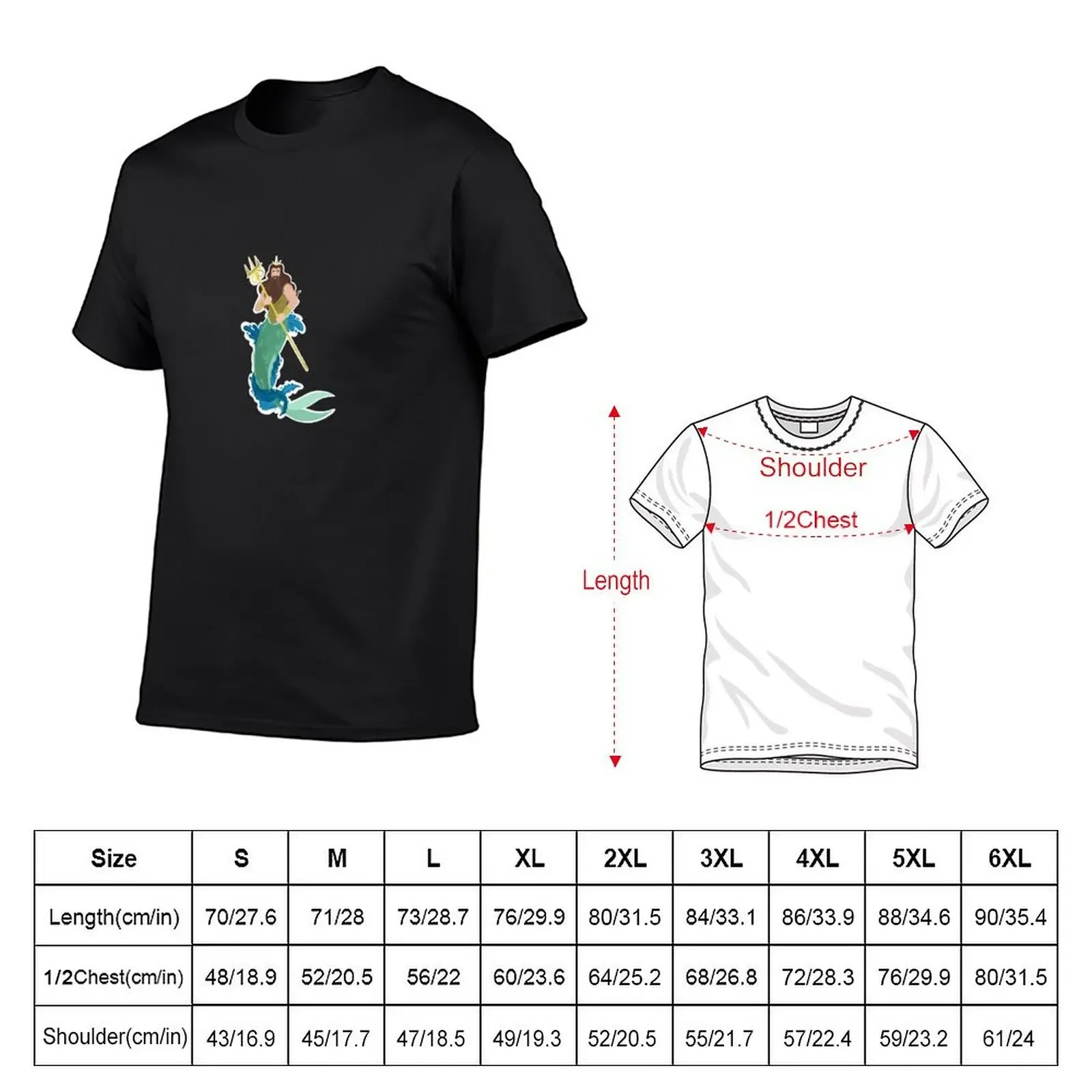 King Triton T-Shirt anime clothes tops oversized t shirt sweat mens graphic t-shirts