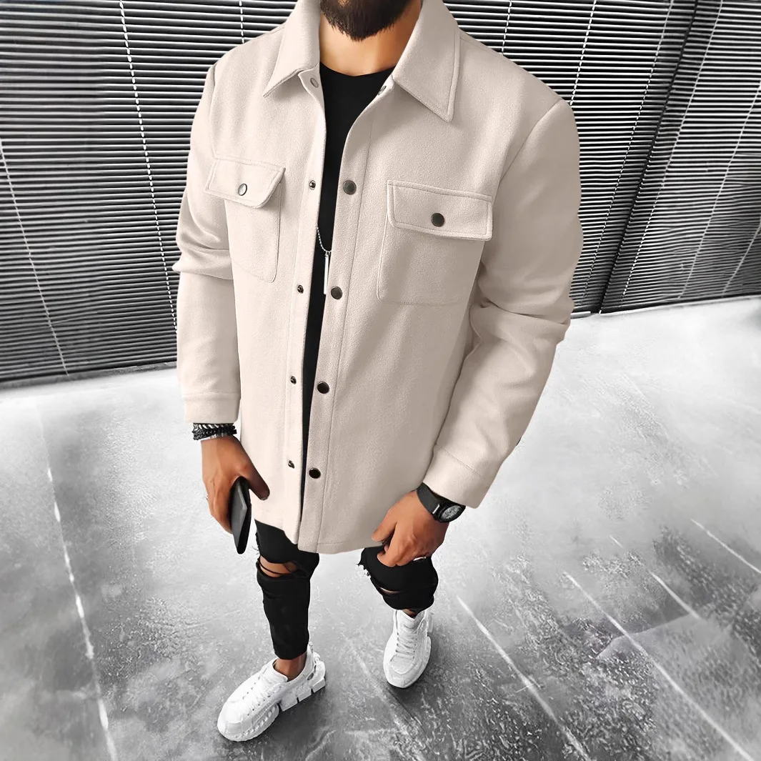 

Men Jacket Spring And Autumn Men's Casual Jacquard Small Checkered Decoration Jacket Coat Flap Pockets Men Casual Suit Coat