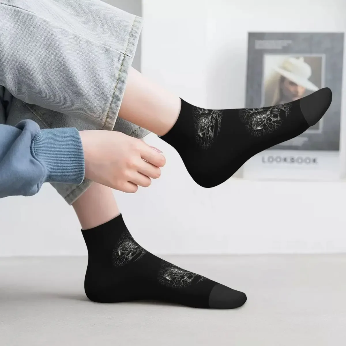 Yggdrasil-Chaussettes imprimées avec corbeaux pour femmes et hommes, arbre de vie mignon, été, automne, hiver