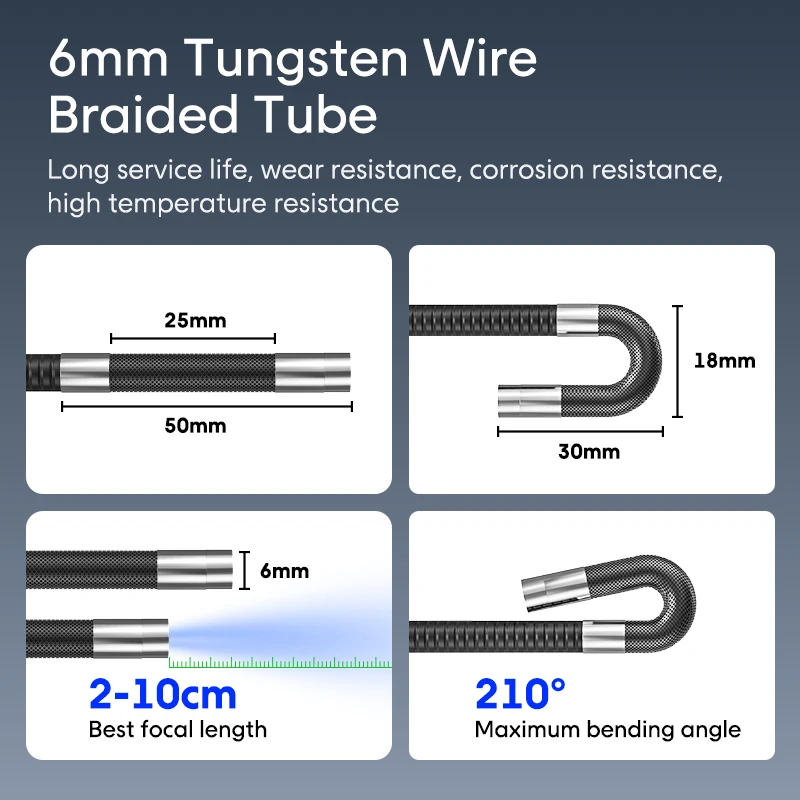 4-Way Rotary 720° Industrial Piping Endoscope Camera Sewer Borescope Inspection with 5.0 Inch IPS Screen 6.2mm Lens HD 1080P