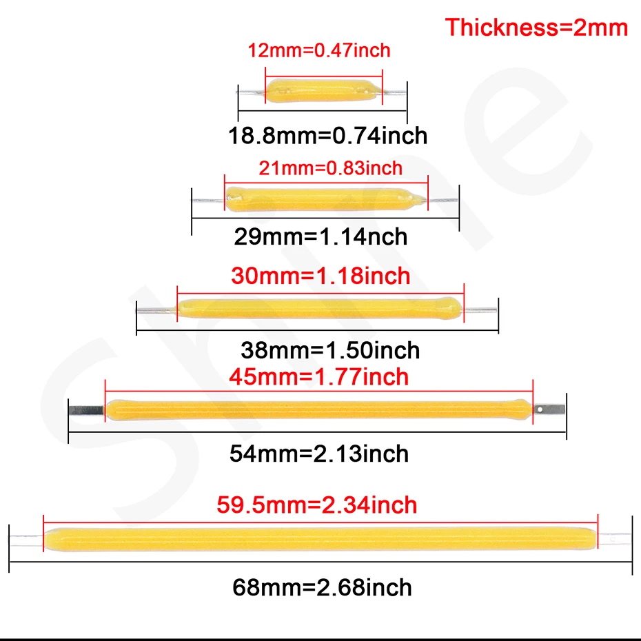 10 stücke COB LED Filament Edison-birne Lampe Teile 18,8mm 29mm 38mm 54mm 68mm DC 3V 12V 57V 80V Glühlampen Dioden Zubehör – Detail 1