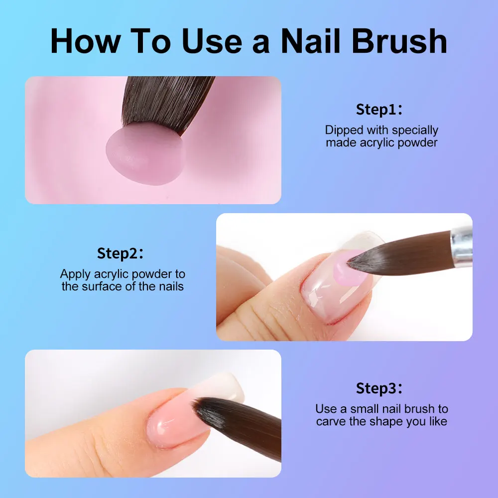 Kolinsky brosse à ongles pour manucure Gel brosse pour ongles Art brosse 3D acrylique liquide poudre sculpture Gel brosse Liner dessin stylo