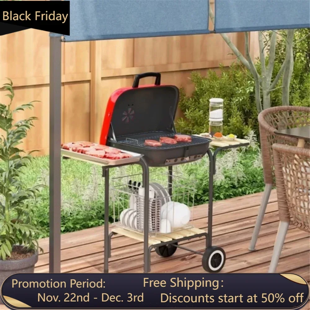 Portable Charcoal Grill BBQ Grill easy transport - Enamel-coated steel offers excellent heat resistance Outdoor Stove Camp Cook