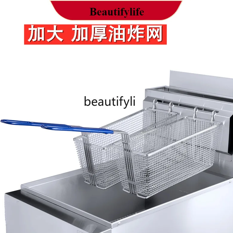 

E132 Temperature-Controlled Vertical Single Cylinder Double Sieve Gas Frying Pan Automatic 30L Gas Deep Frying Pan Machine