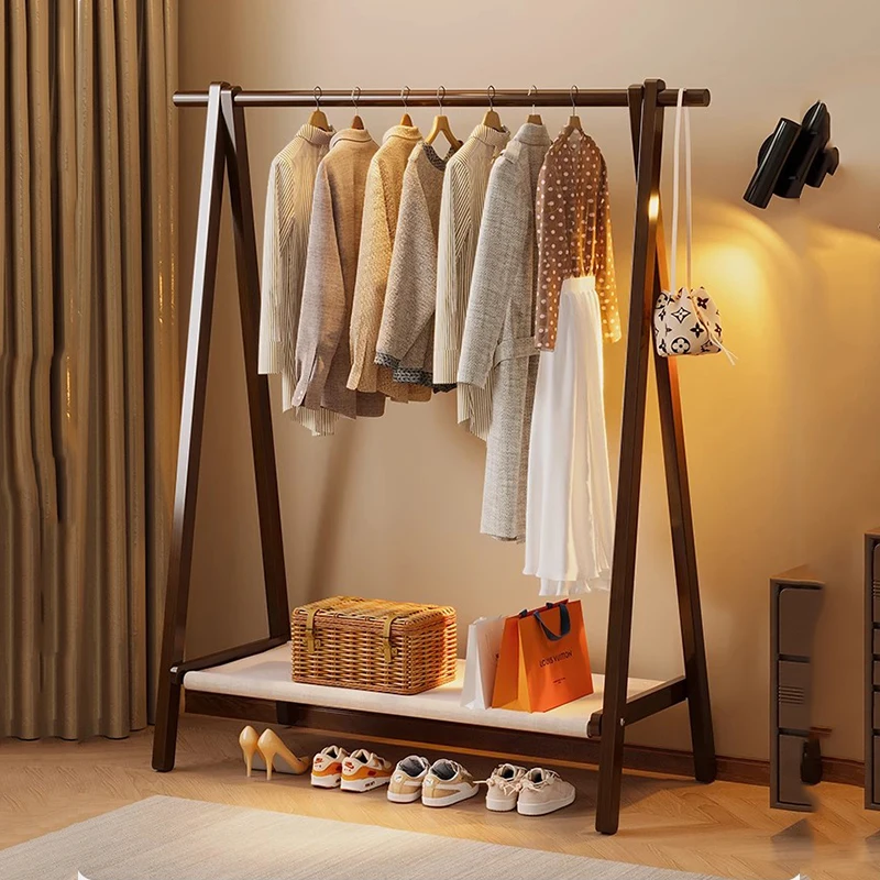 Wooden Indoor Bag Hange Coat Racks Modern Shoe Dress Corner Shelf Open Coat Racks Display Floor Rail