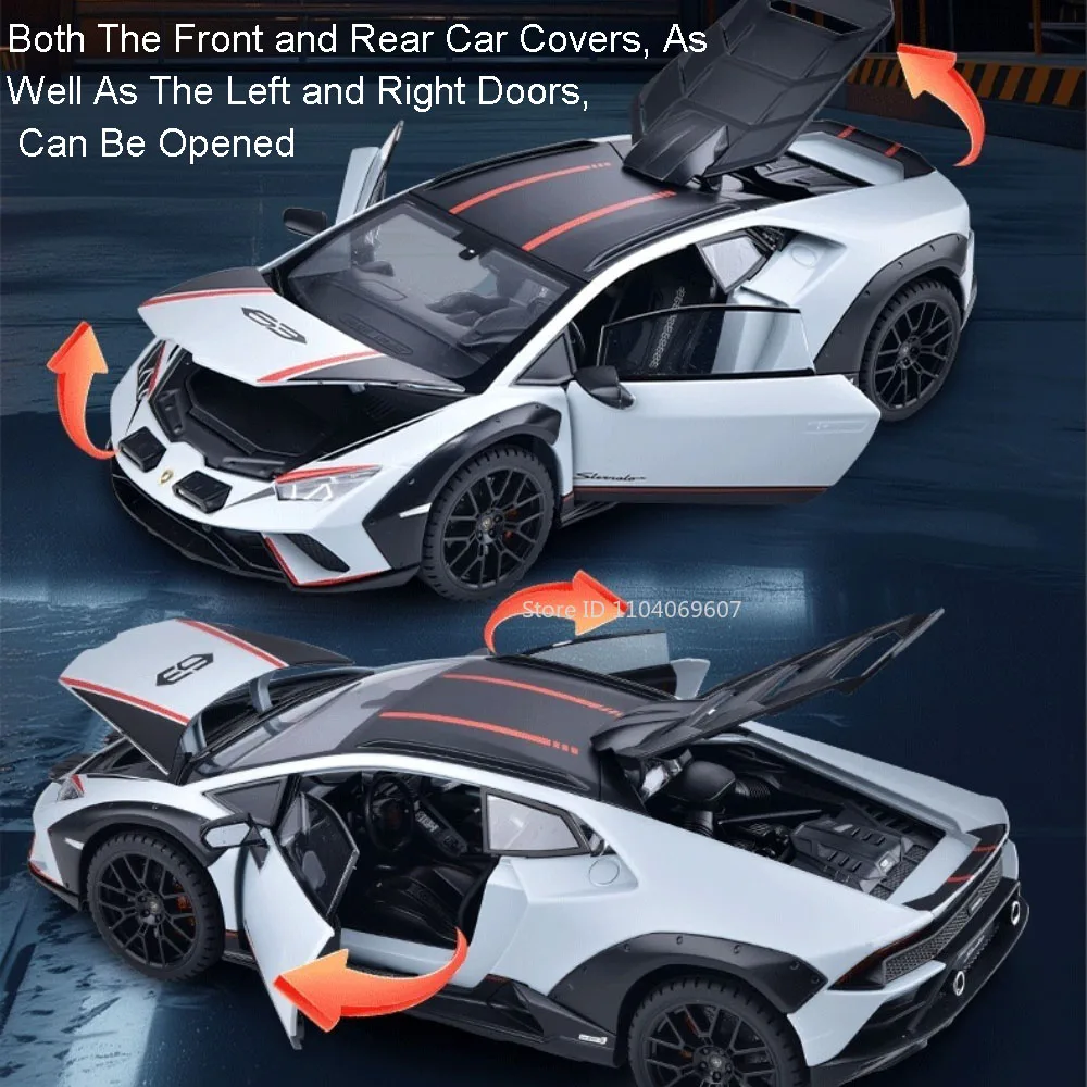 1:24 ハラカン ステラート レヴエルト モデル スポーツカー おもちゃ 合金 ダイキャスト サウンド ライト ドア開閉 プルバック オーナメント スーパーカー 子供向け