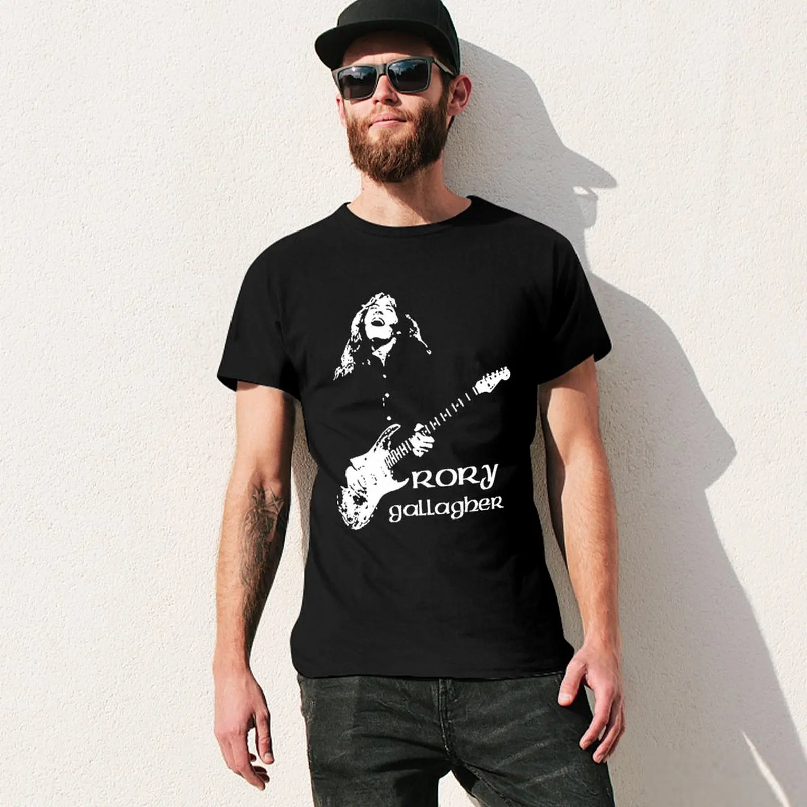 Rock Blues Guitar Player Gallagher - Classic Rock Art เสื้อยืดเสื้อยืด Louboutins croswit เสื้อผู้ชายเสื้อออกกําลังกาย