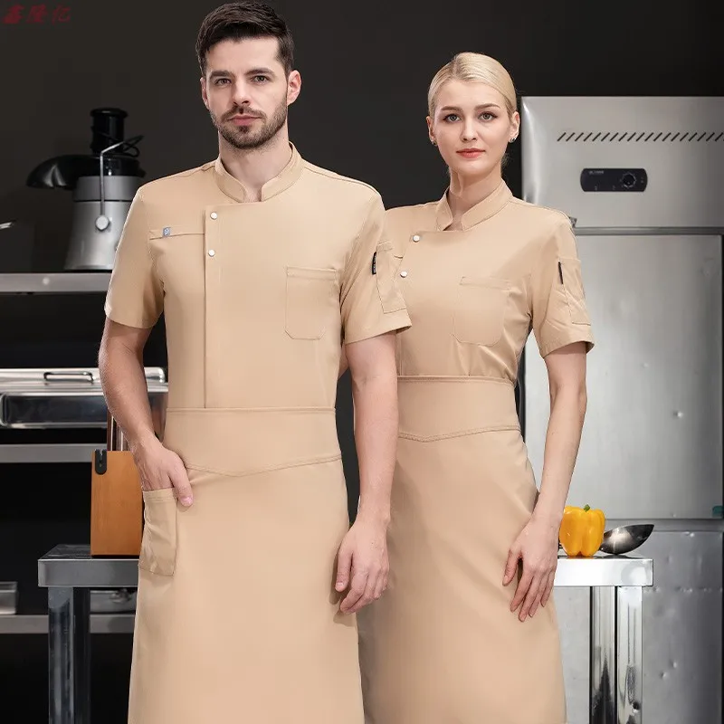Chef de Catering de Hotel, uniforme de trabajo de manga corta, cocina de restaurante, Chef de verano para hornear, pastel, Chef, ropa de cocina de verano