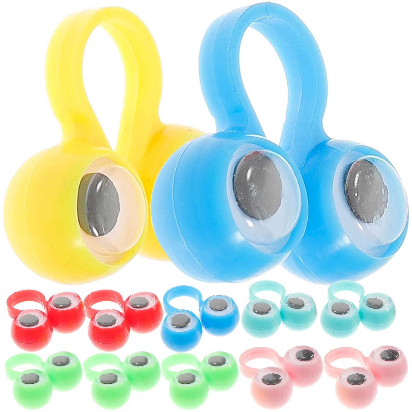 25pcs Large-Eye Finger Rings for Kids – Educational Interactive Plastic Toy Rings, Portable Fun Learning Accessory