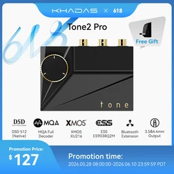 Khadas Tone2 Pro HiFi DAC Portable Desktop DAC AMP ES9038Q2M DAC Amplificador MQA 768K/32Bit and Native DSD512 for Home Audio