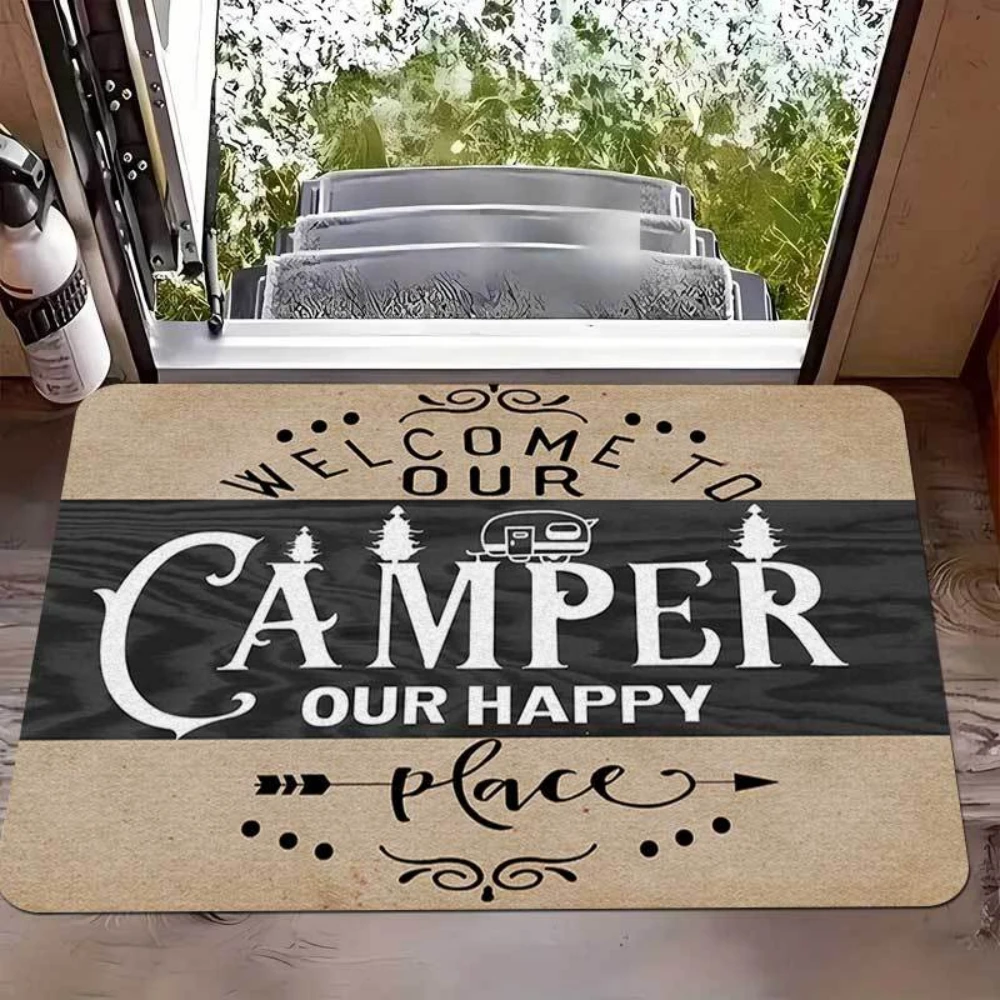 Mountain Campsite Themed Doormat Non Slip Entrance Floor Mat Decor Foyer Porch Cabin Hallway Inside Front Door Fashion Floor Rug