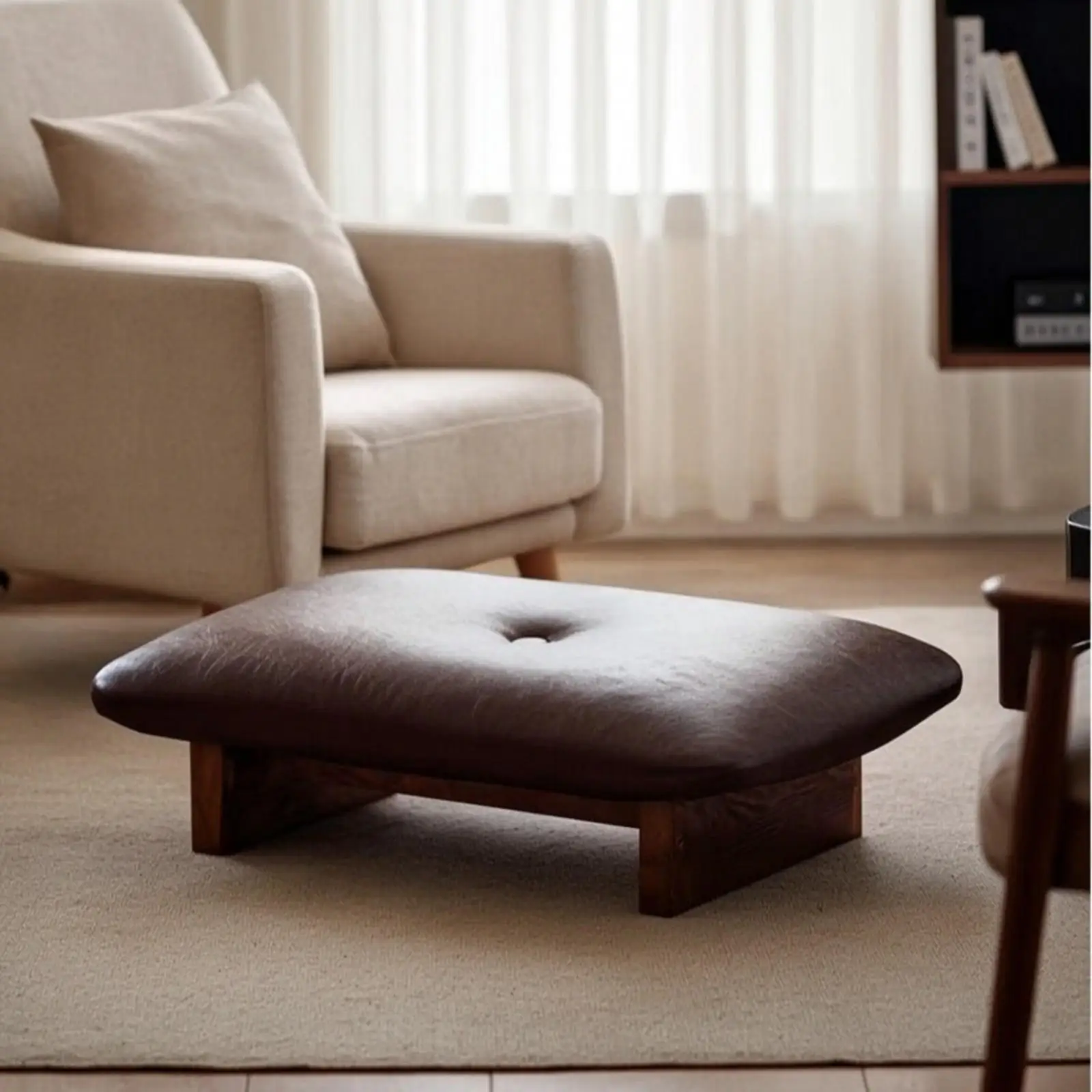 Low-Rise Footstool Tufted Foot Stool Small for Living Room, Office Workers