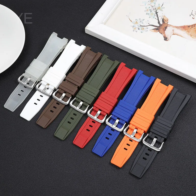 Per Casio G-Shock Steel Heart Series cinturino nero interfaccia concava cinturino in materiale in resina siliconica ipoallergenica 26x14mm