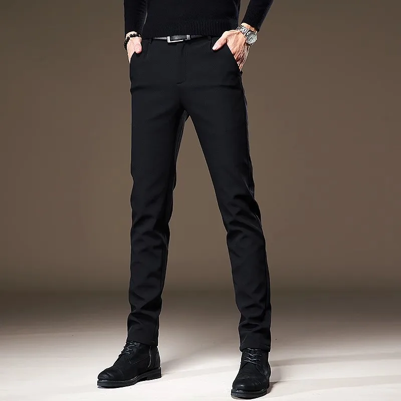 Autumn Winter New Fashion Men Super Stretchy Simple Basic Solid Color Straight Slim Pencil Trousers Male Pants Bottom Clothes