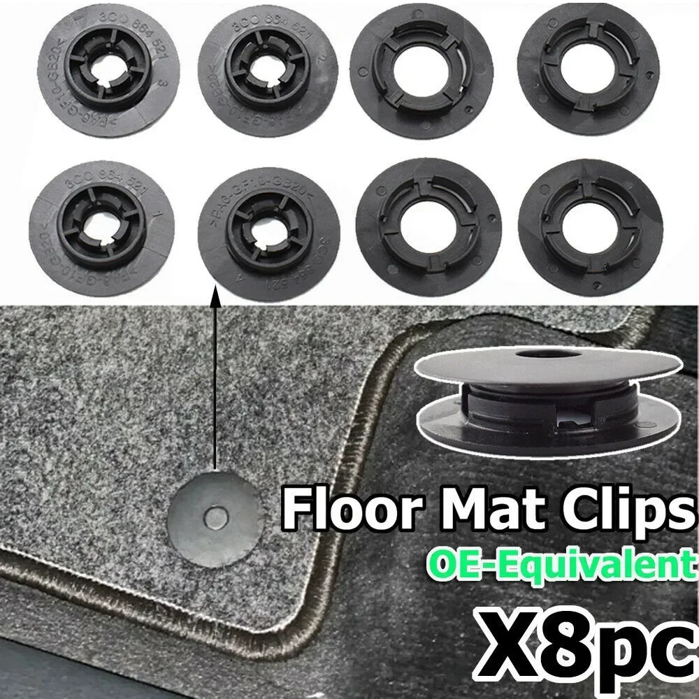 8pcs Car Mat Carpet Clips Fixing Grips Clamps Floor Holders Sleeves Premium Kit Anti Skid Fastener Retainer Resistant 3D0864521