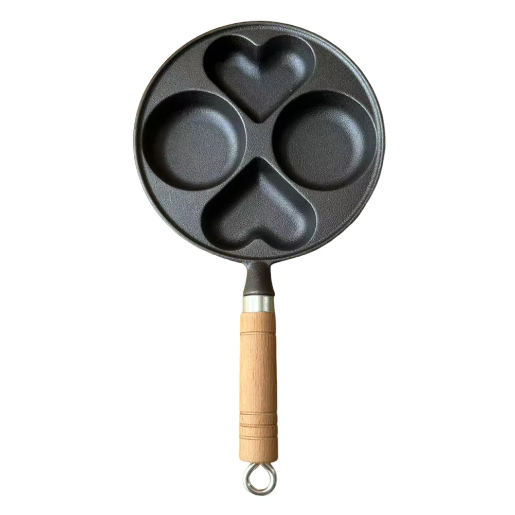 Sartén para Omelette de 4 Huecos, Sartén para Freír Huevos, Sartén Multifuncional Dividida para Omelette, Sartén para Panqueques de Hierro Fundido para Estufa de Gas y Cocina de Inducción