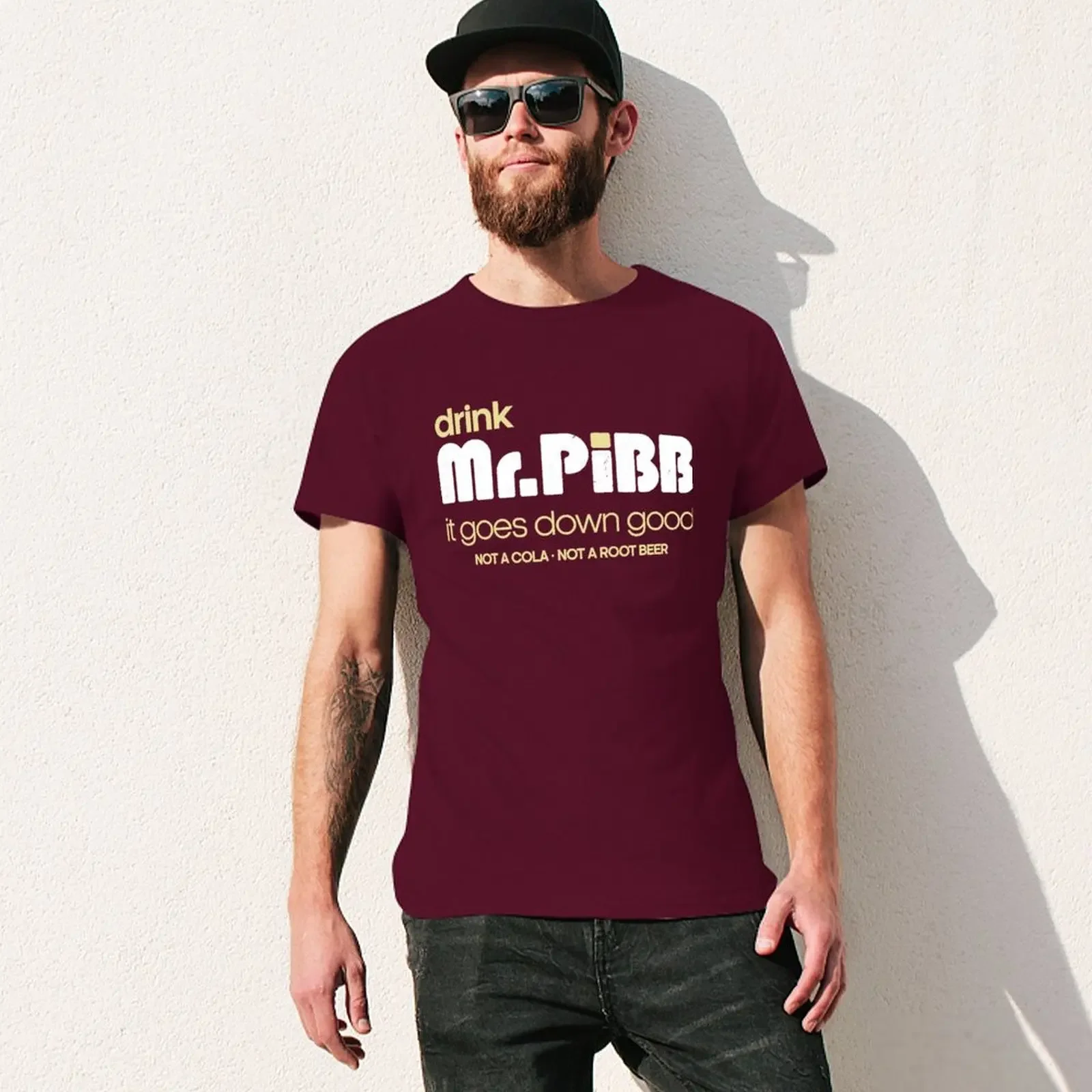 Drink Mr Pibb // t-shirt stile invecchiato Vintage anni \'80 oversize plus size top felpe nere per uomo