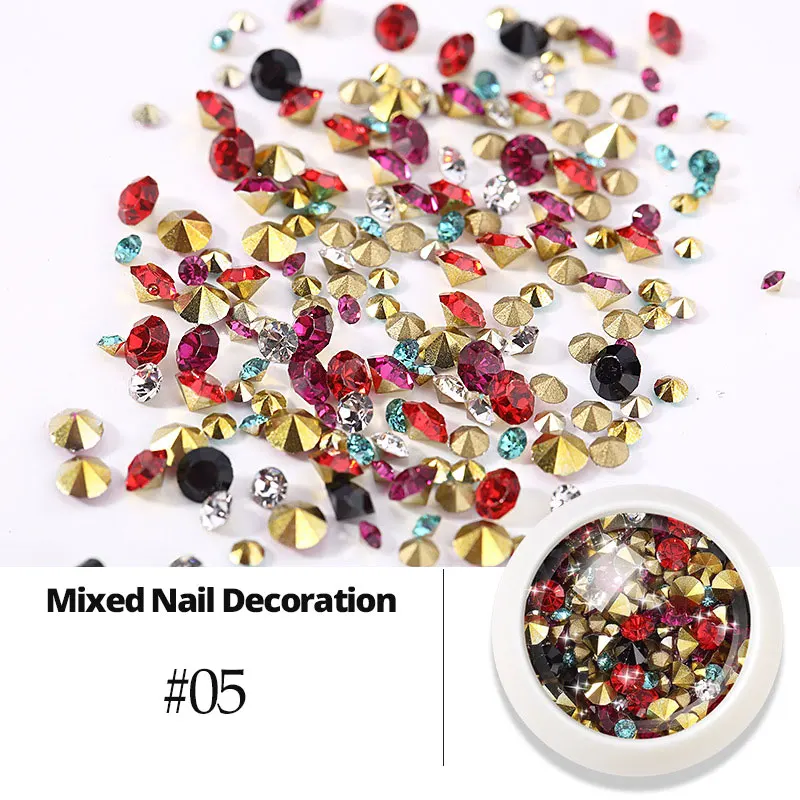 Arte Clavo Mix 3D AB Strass Acrilico Decorazione per unghie Decorazione per unghie in cristallo fai da te Accessori per cristalli in oro rosa argento