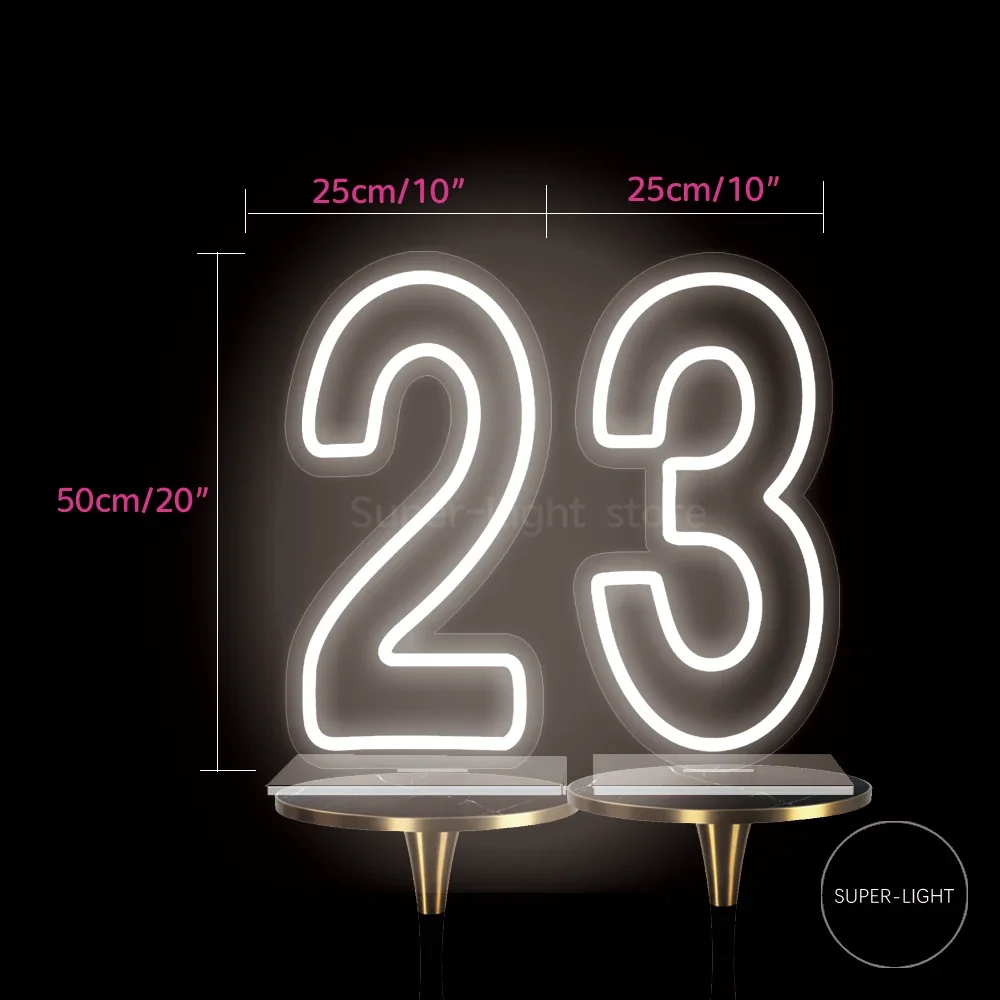 Custom LED Number 0 1 2 3 4 5 6 7 8 9 Signs 50x25cm Light Up Birthday Wedding Party Decor First Birthday Numbers Lamp Kids Gift
