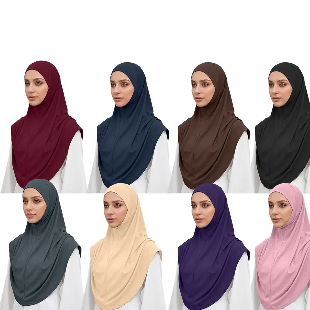 Soft Fabric Instant Hijab Draped Design Double Chin Undercap Women Hijab Scarf Full Coverage Long Length Head Cover Daily Wear