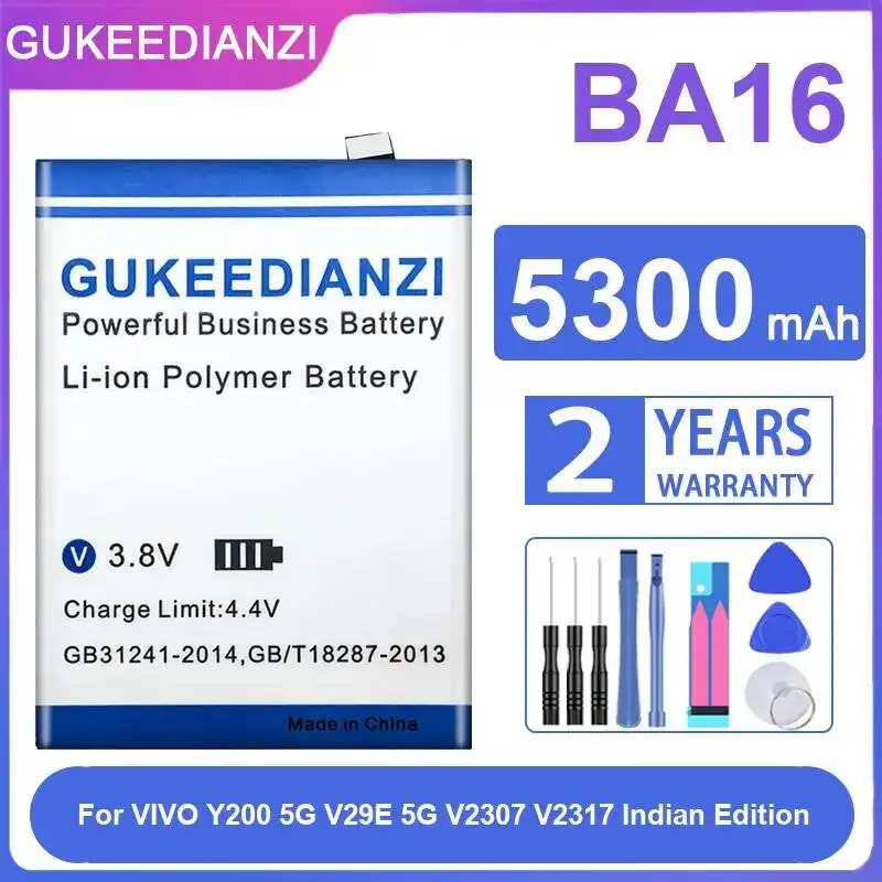 5300Mah Long-Lasting Performance Mobile Phone Battery BA16 For Vivo Y200 5G V29E V2307 V2317 Indian Edition