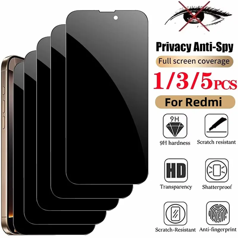 Privacy Tempered Glass For Xiaomi Redmi Note 14 13 12 11 10 Pro 9 8 Anti-Spy Screen Protector for Redmi A5 15C 14C 10C 13C A4 A3
