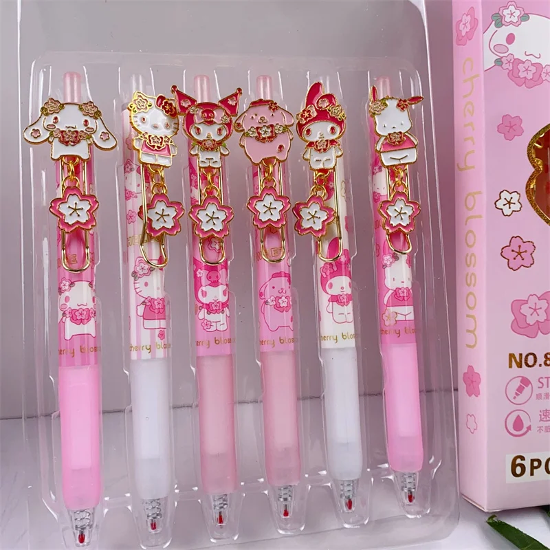 Imagem -03 - Sanrio Melody Kuromi Sakura Gel Pen Kitty Bonito Black Ink Canetas Neutras Escritório e Material Escolar 05 Milímetros 30 Pcs por Lote