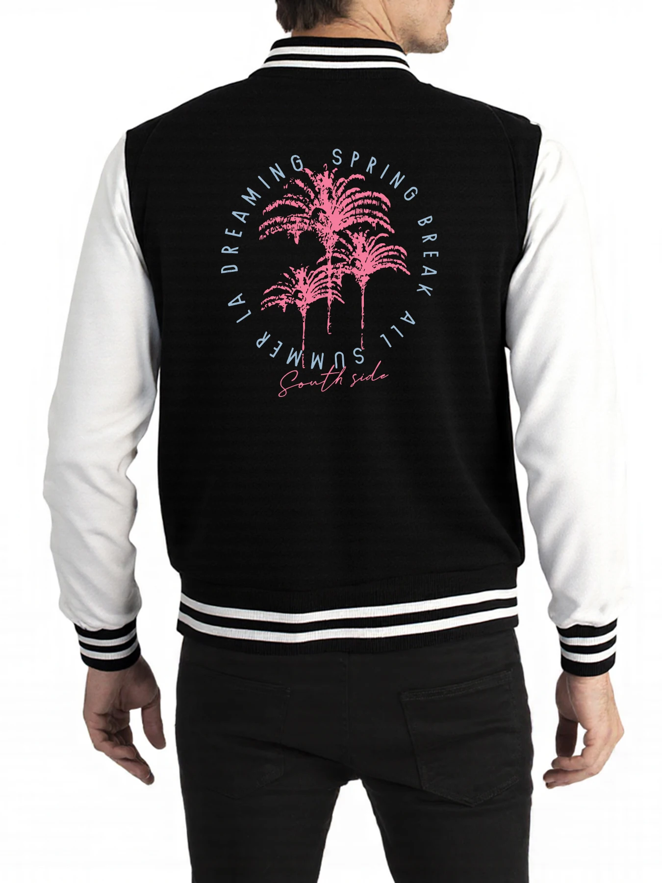 

Dreaming Spring Break All Summer La Men Jackets Fleece Casual Jacket Retro Loose Clothes Autumn Warm Top Unisex Baseball Jersey