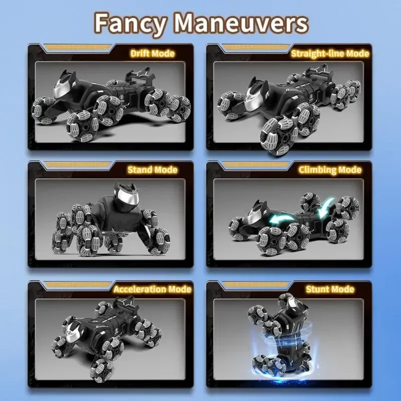 JJRC RC Stunt Drift Mechaniczny Pies 8WD Robot Podwójny Pilot Zdalnego Sterowania Dwustronne Jazdy Muzyka 4WD Transformacja Zabawki dla Dzieci Chłopców Prezenty