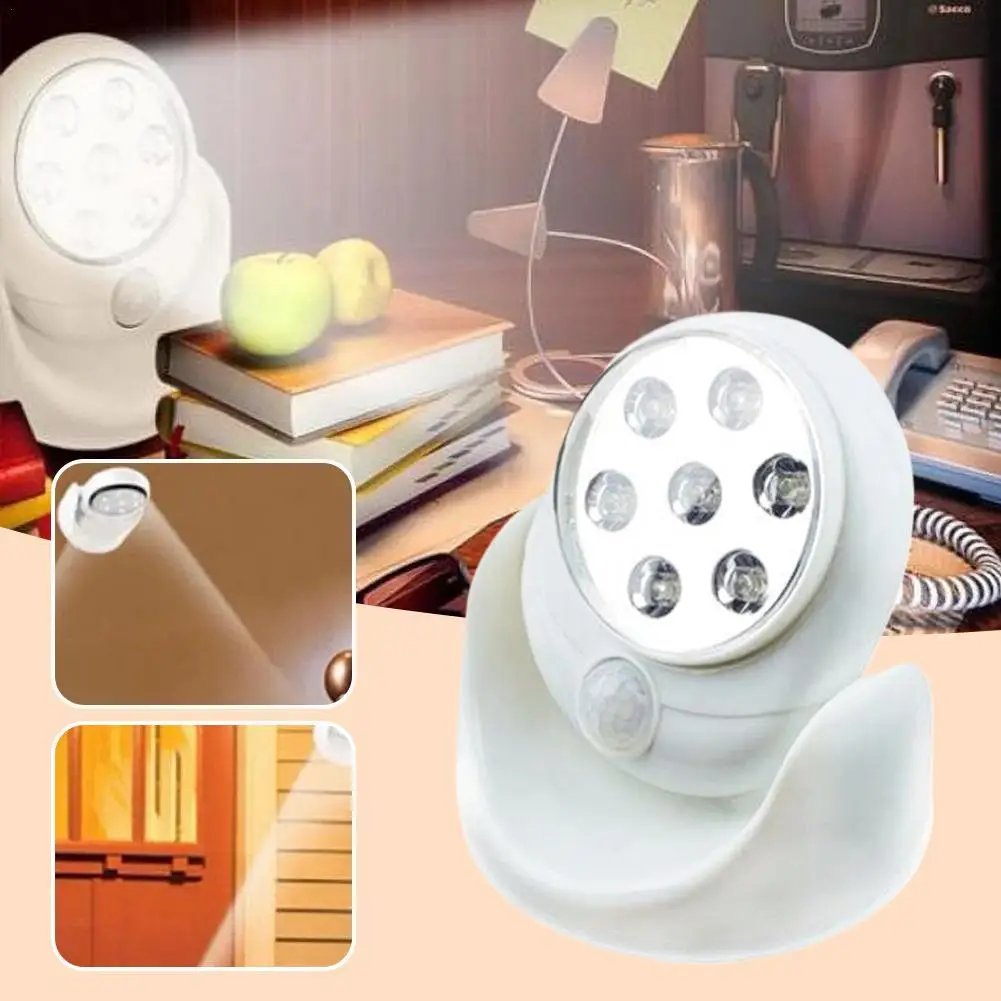 Battery Operated LED Spotlight Effortlessly Rotate For 360 Degrees Wireless Infrared Wall Lamp Without Complicated Setup