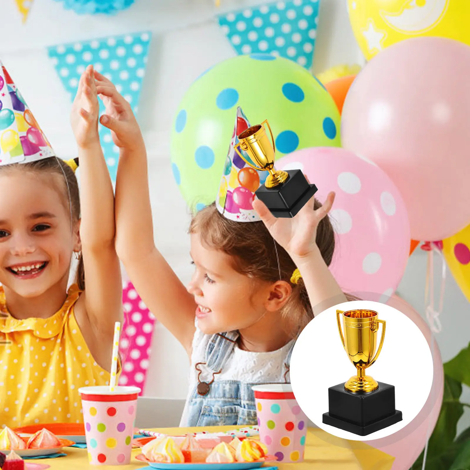 

3Pcs Plastic Trophy Cups Gold Award Reward Prizes for Party Favors Student Sports Competitions Halloween Party Trophy Mini