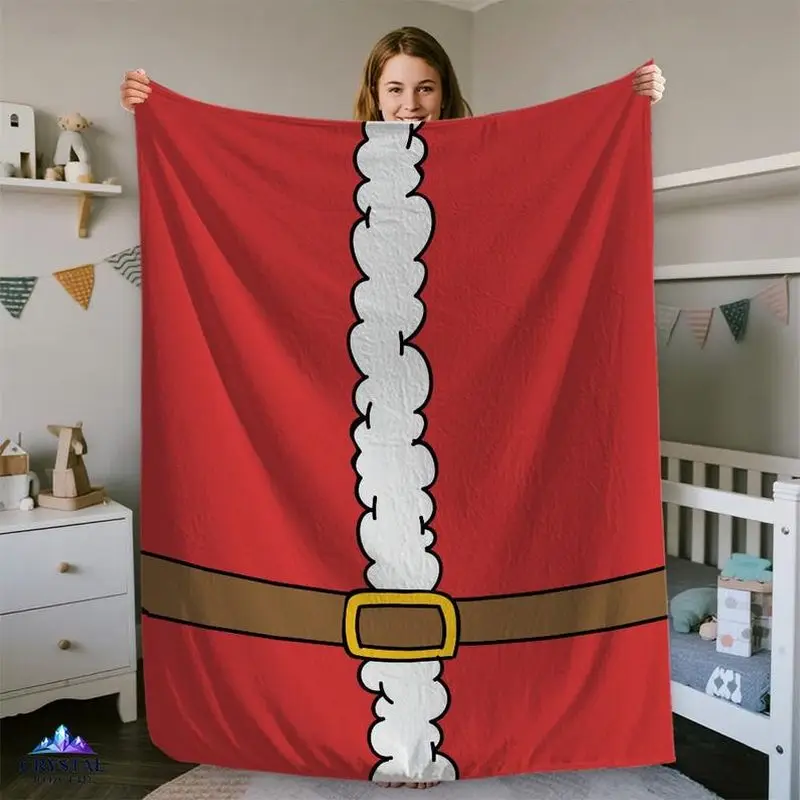 VIKAMA Santa Claus Face Throw Blanket Cartoon Beard Red Hat Xmas Blanket for Couch Bed Christmas Gift for Kids Room Decor