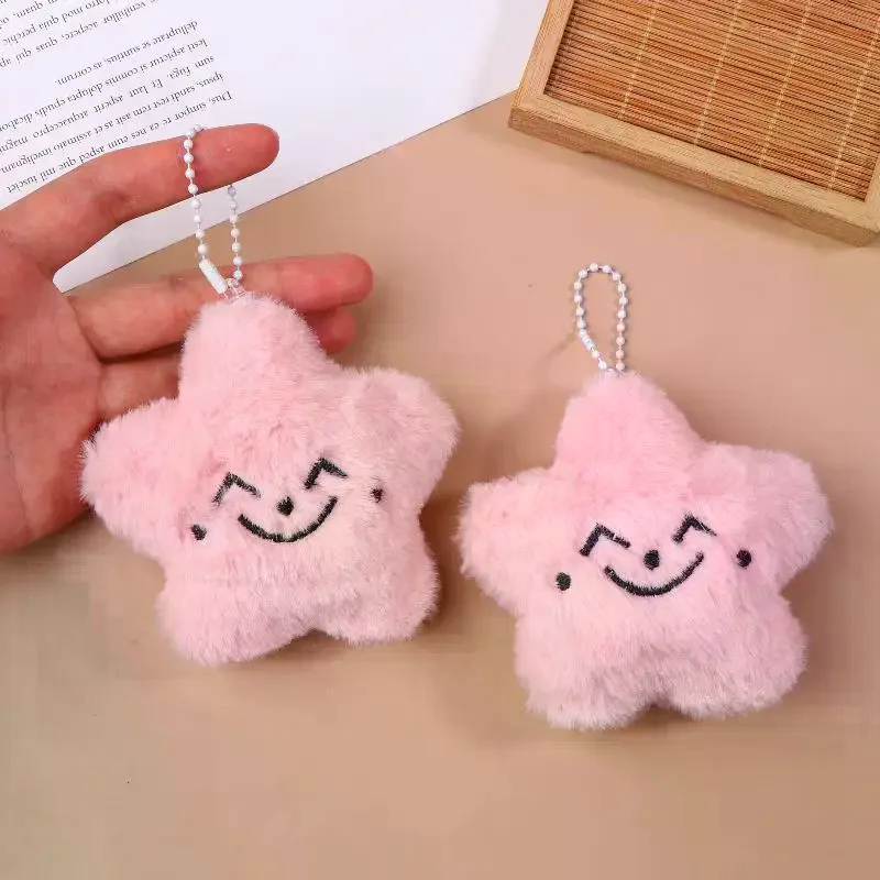 1/3PCS Pink Star Plush Keychain Cartoon Stuffed Doll Keyring Bag Pendant Fans Collection Gifts Backpack Hanging Decoration