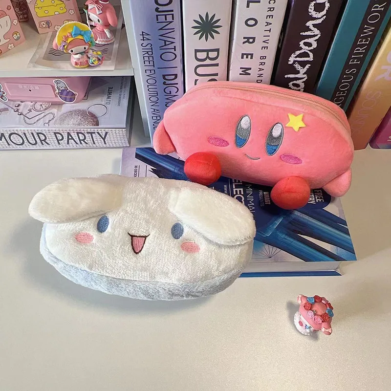 Anime Figure Kirby Kuromi Pencil Pouch Large Capacity Pen Case Cosmetic Bag Back To School For Girls Student Supplies Stationery