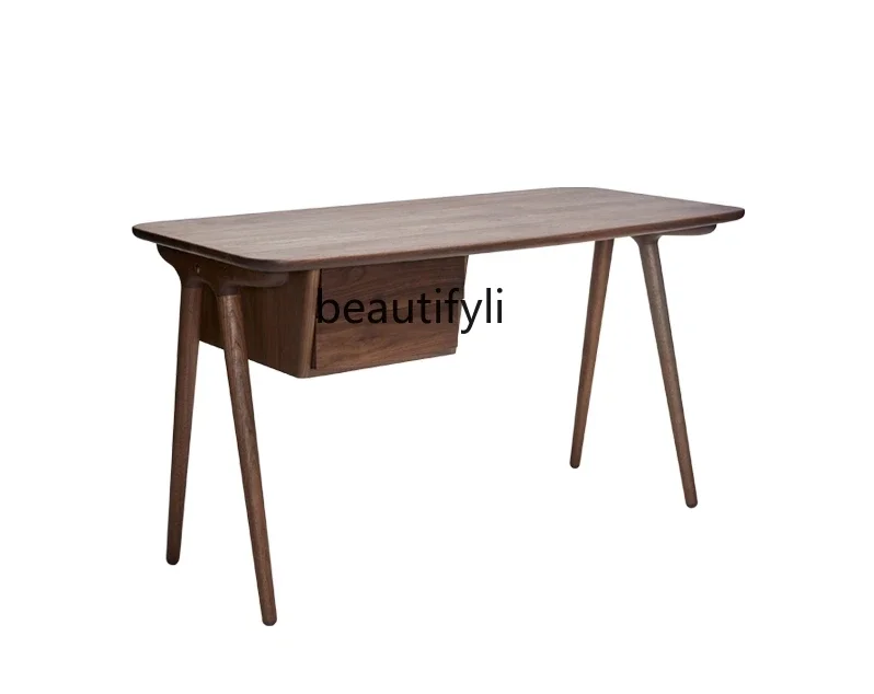 

Black beard cherry wood all solid wood light luxury writing table simple study Nordic furniture