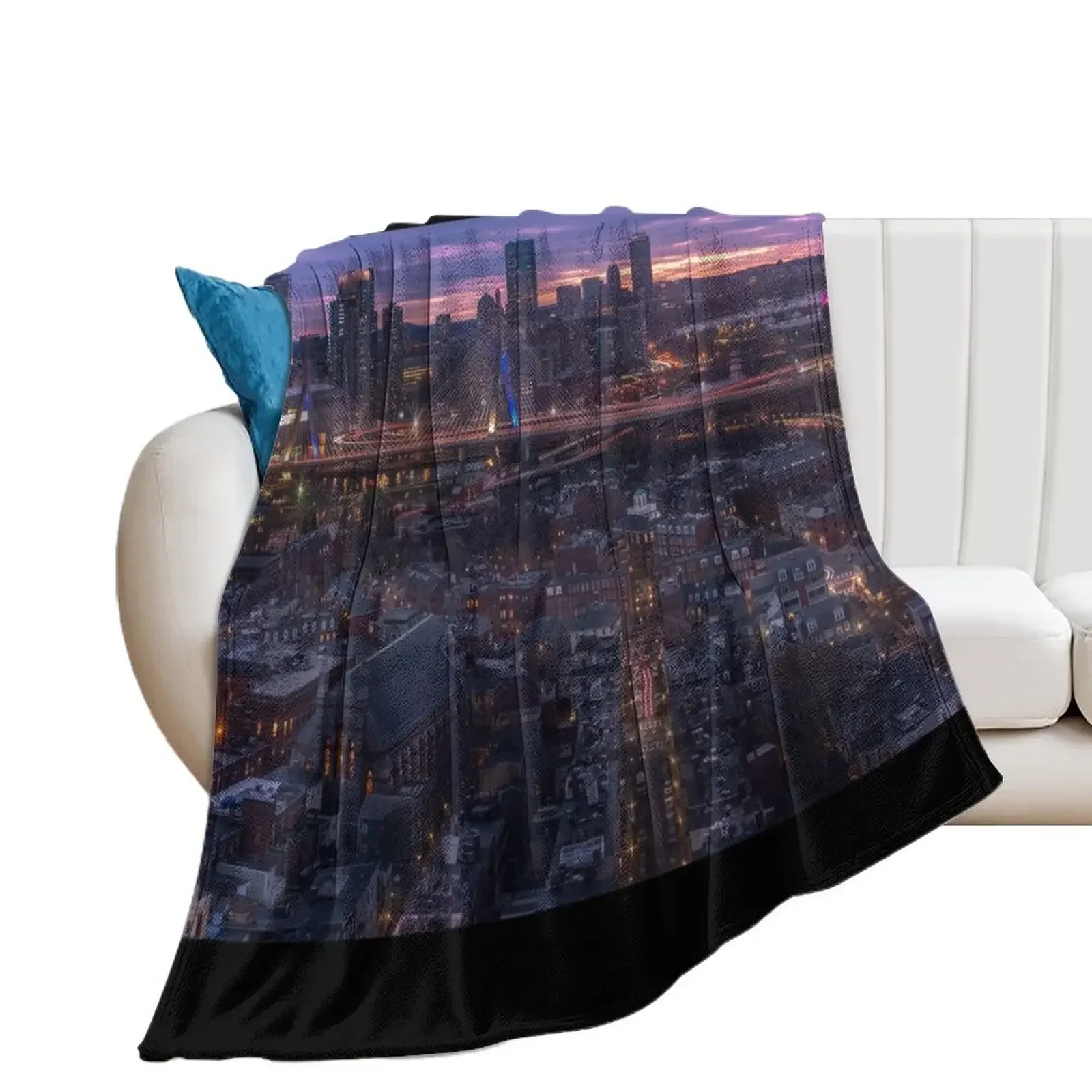 

Charlestown sunset, Boston Throw Blanket Flannels Decorative Sofas Decorative Throw Quilt Blankets