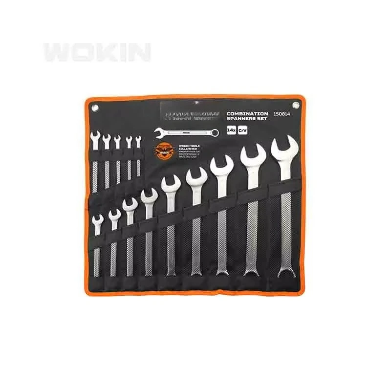

150814 Промышленный набор гаечных ключей с двойным концом, 14 шт., набор хром-ванадиевых ключей