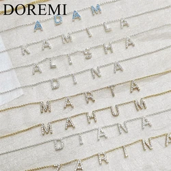 DOREMI 9mm Crystal Letter Bubble Birthstone Zircon Necklace Ins Fashion Style Custom Initial Letter Name Personalized Necklace