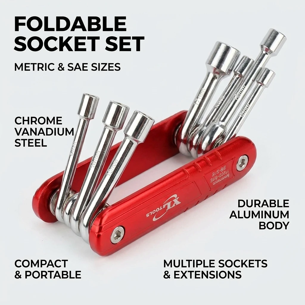 Marine Hardware Portable Folding Socket Wrench Sleeve Tool Set Multifunctional Tool for Boat Yacht Deck Maintenance