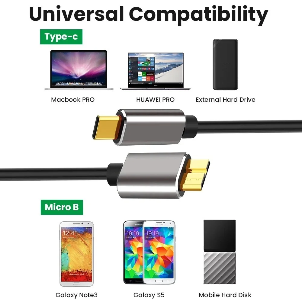 USB 3.0 Type C to Micro B Male Adapter Cable