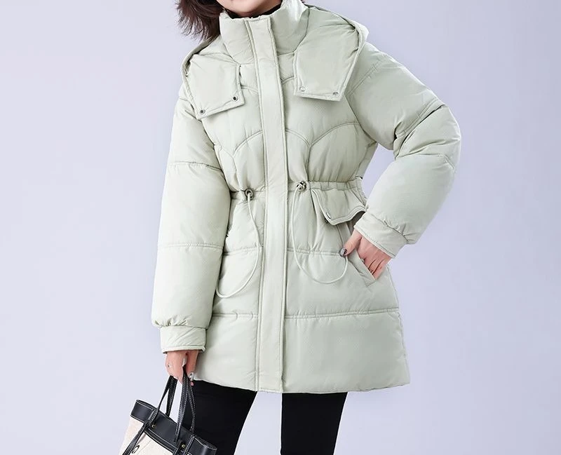 Jaqueta de algodão 2025 Nova jaqueta de algodão com cintura espessada para mulheres